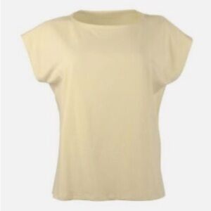 Eileen Fisher Ballet Neck Short Boxy Top Sz 3XL Butter Organic Cotton NWT